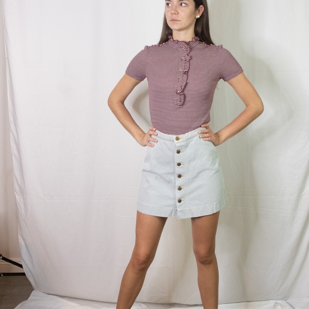 American Apparel women's denim button front skirt